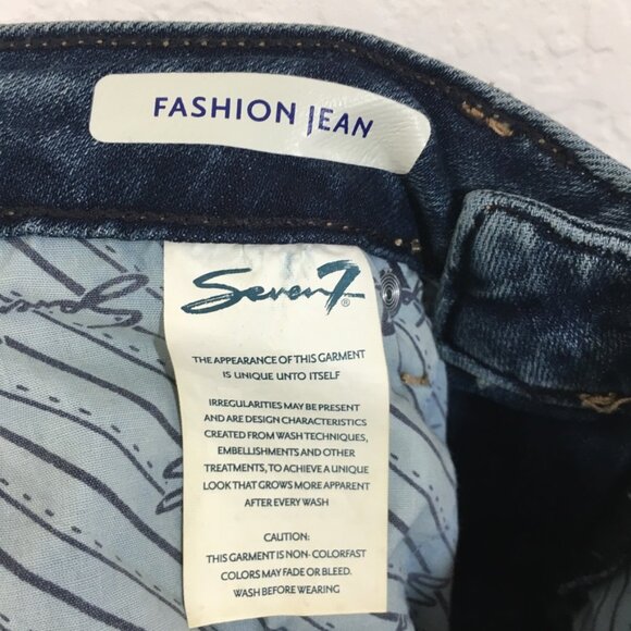 Seven 7 Boot cut Fashion Jeans Women Size 6 High Rise Step Fray Hem Blue Denim - Picture 13 of 14